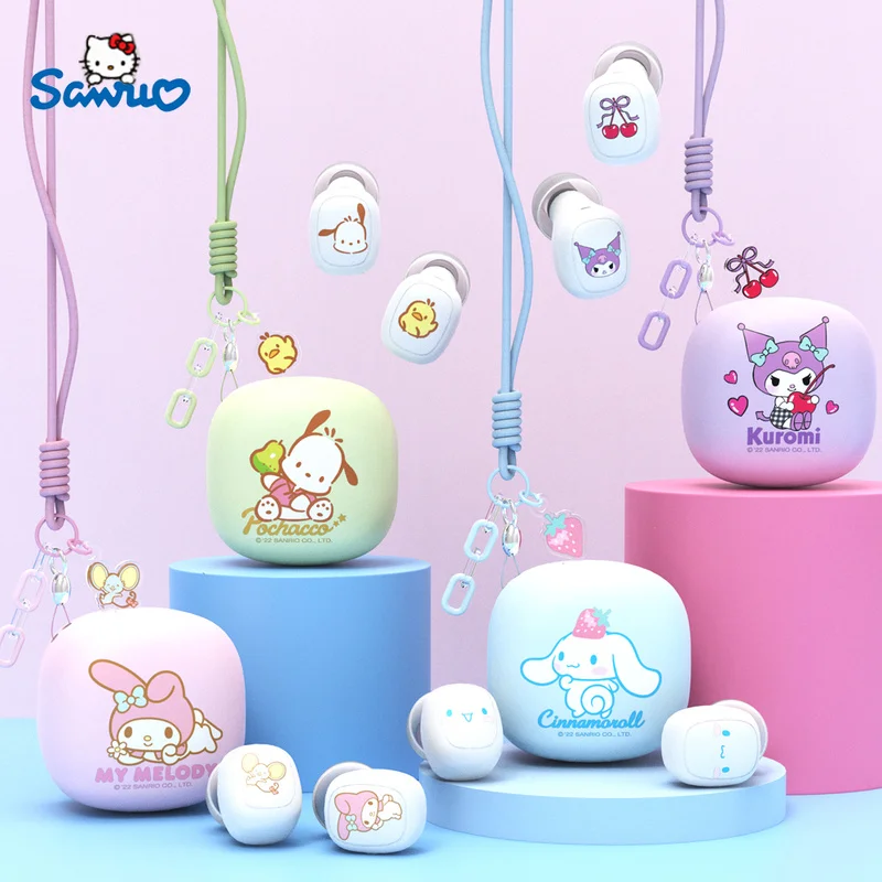

Sanrio My Melody Bluetooth Headphones Kuromi Cute Wireless Headset Cinnamoroll Sport Noise Reduction Touch Control Game Earphone
