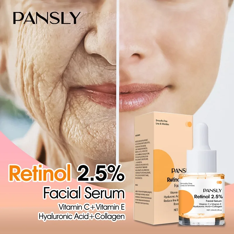 

PANSLY Retinol 2.5% Face Serum Vitamin C Whitening Vitamin E Moisturizing Essence Collagen Anti Aging Remove Wrinkles Fine Lines