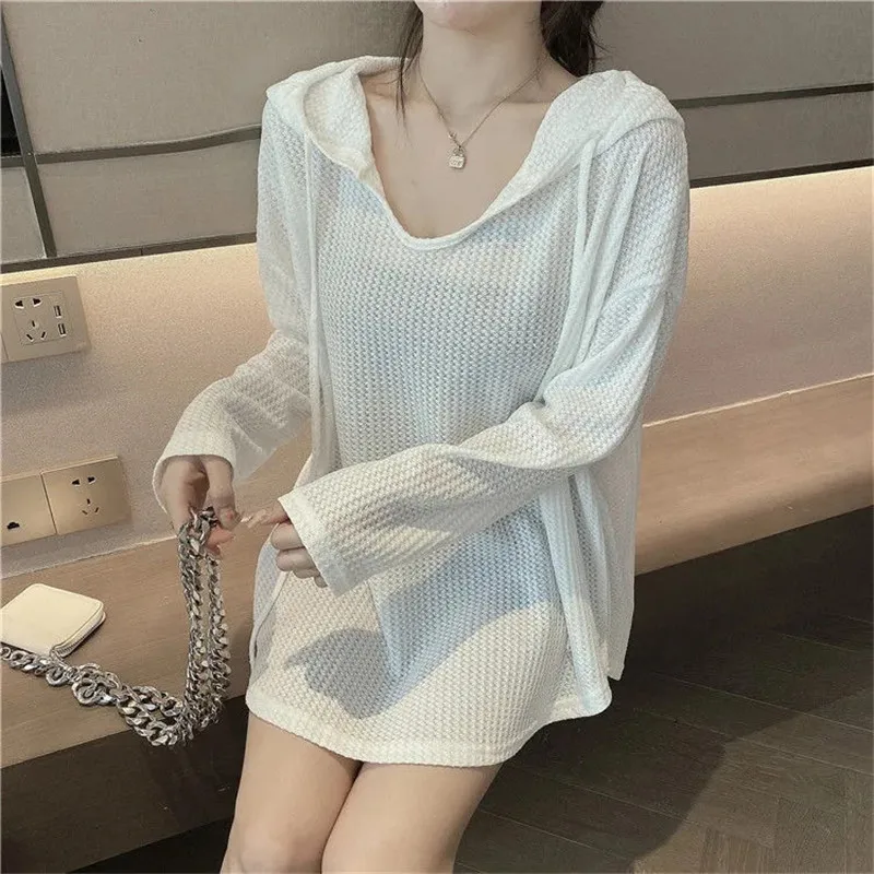 

Fashion Spring Autumn Jacket 2022 New Loose Thin Women Coat Casual Hooded Hoodie Sweatshirt Long-Sleeved Pullover Tops Selling
