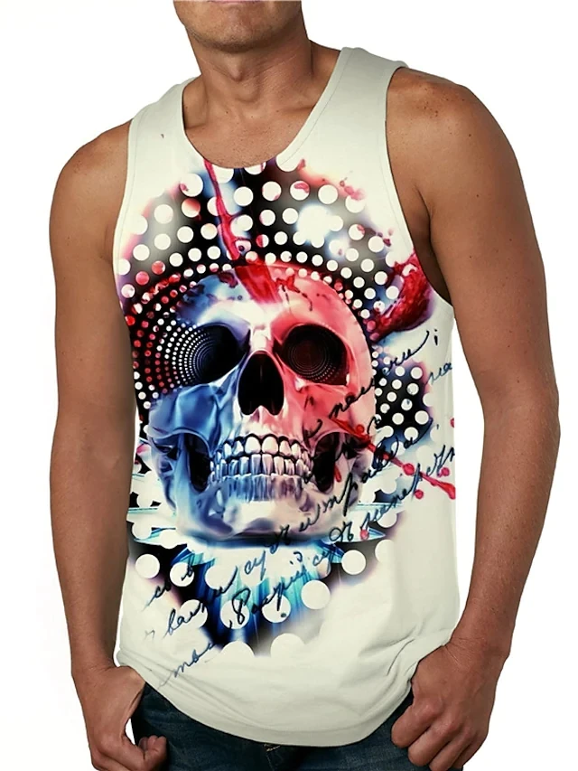 Майка мужская с круглым вырезом тенниска 3D-принтом майка без рукавов