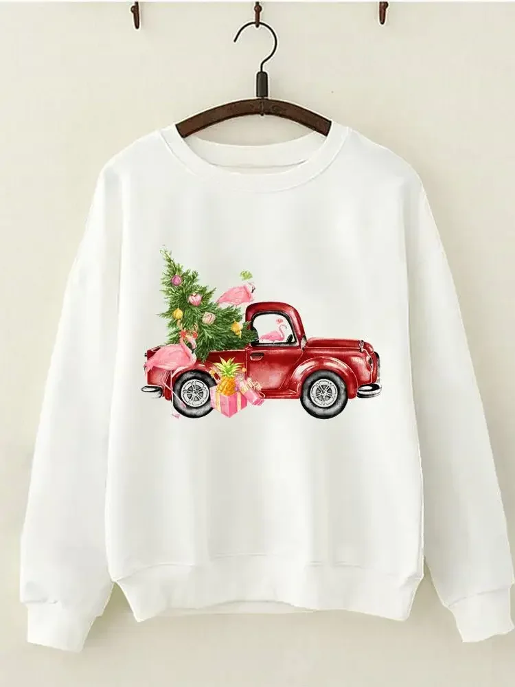 

Свитшот женский с графическим принтом, модная Рождественская одежда в стиле грузовика с изображением дерева, в стиле 90-х, Повседневный пуловер