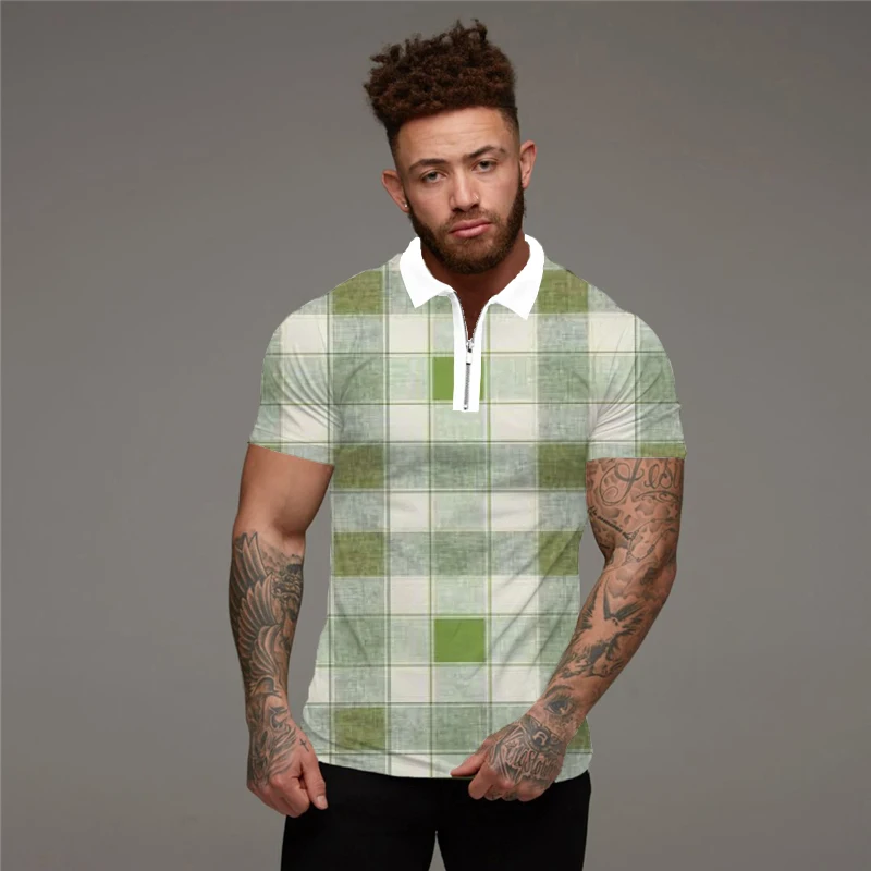 

2022 New Men's Polo Shirts Summer High Quality Casual Brand Polo Shirts Solid Color Men's Shirts Lapel Zip Polo Shirts
