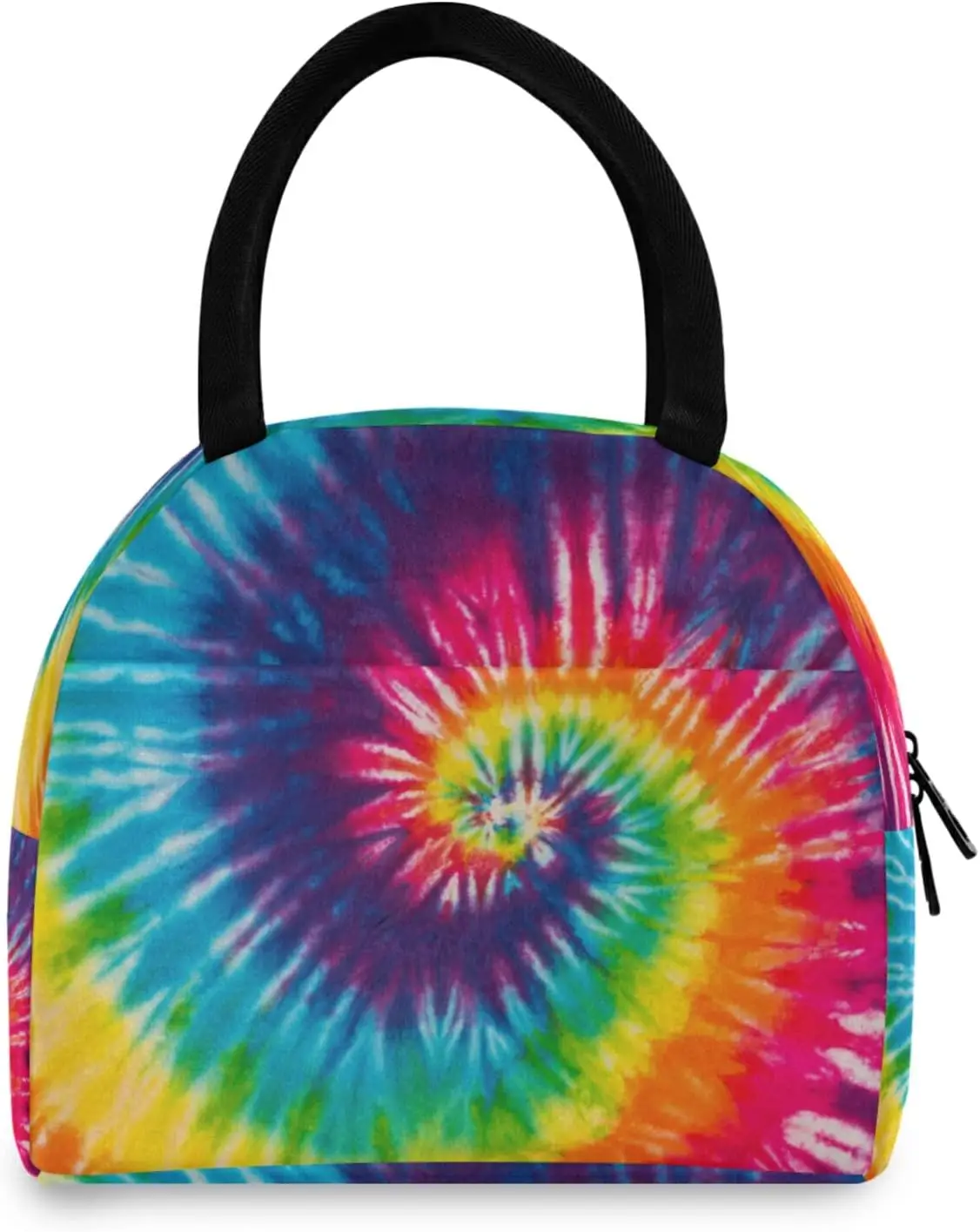 

Abstract Swirl Tie Dye Rainbow Lunch Bag Box for Women Men Insulated Lunchbox Portable Tote Organizer Reusable Zipper