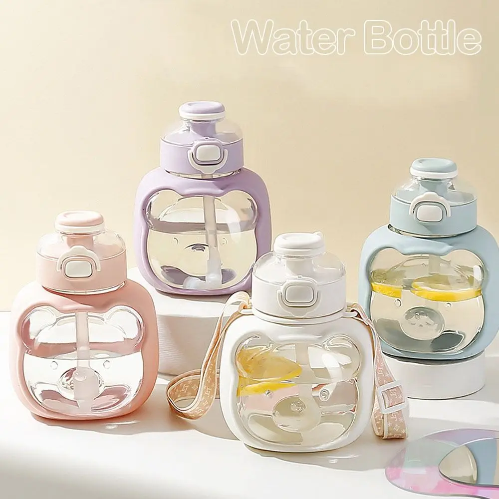 

New with Straw Portable Cartoon Big Belly Cup Cute Bear Children's Drinking Bottle Water Bottle