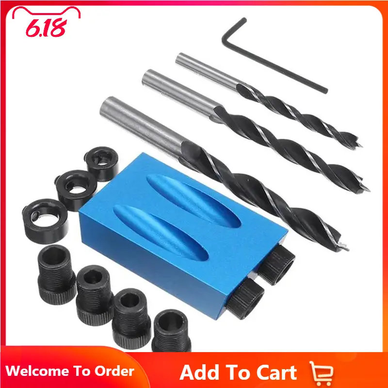 

7/14 шт. карманный зажим для винта с отверстием, 15 градусов, дюбель, набор столярных работ, направляющая для столярных работ, инструмент для определения угла соединения