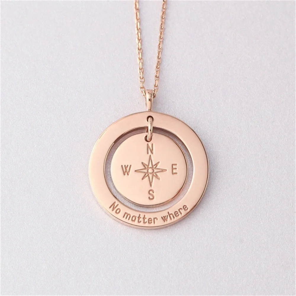 Personality Compass Women's Necklace Custom Circular Pendant Necklace Stainless Steel Women's Custom Necklace Gift Wholesale