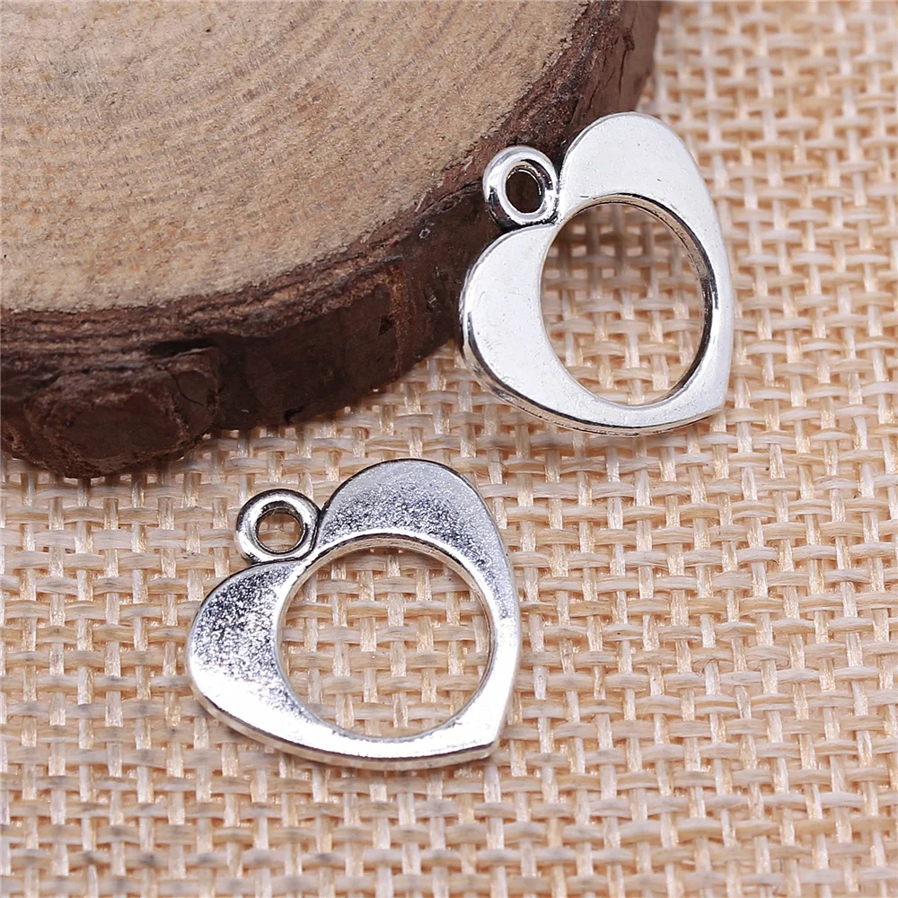 

150pcs 17x17mm Hollow Heart Pendant Charm For Jewelry Making Antique Silver Color Antique Bronze Color