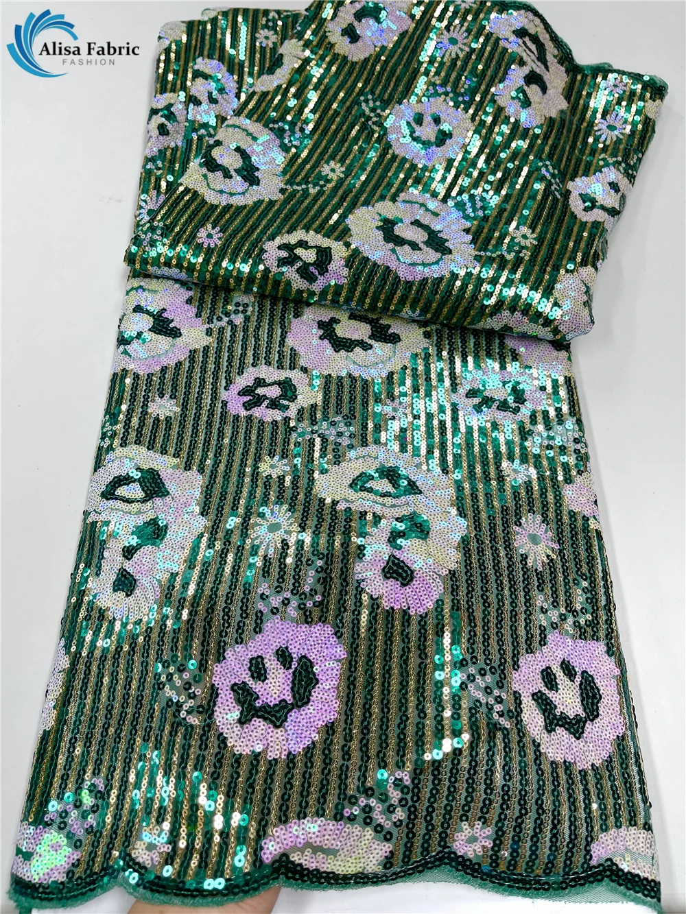 

2022 High Quality African Mesh Embroidery Lace Fabric with Sequins New Design French Lace Fabric for Elegant Party Dress Sew