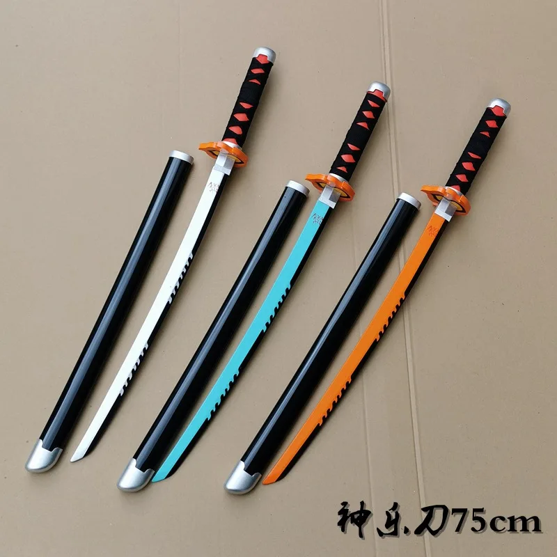 

75cm Kimetsu no Yaiba Sword Weapon Demon Slayer Kamado Tanjirou Shen Le Cosplay Sword 1:1 Anime Ninja Knife Wooden Toy Swords