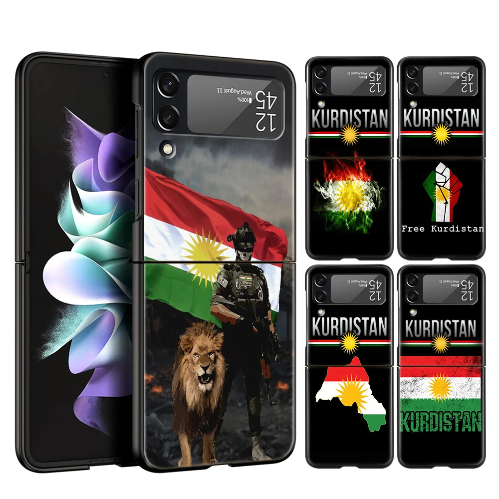 

Kurdistan Flag Hard PC Phone Case For Samsung Galaxy Z Flip Black Cover For Galaxy Z Flip 3 5G Foldable Shockproof Case Fundas