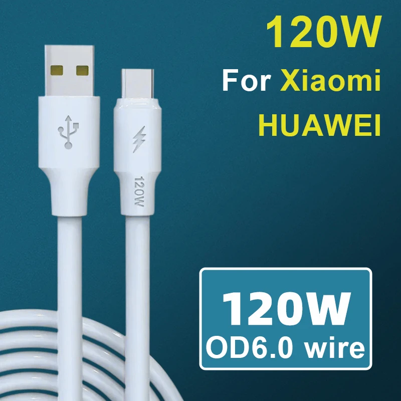 

YOCPONO 120W 1m Super Fast Charging Cable For Xiaomi & Redmi Quick Charger OD6.0 Bold Cable Charge & Sync Type C Micro USB