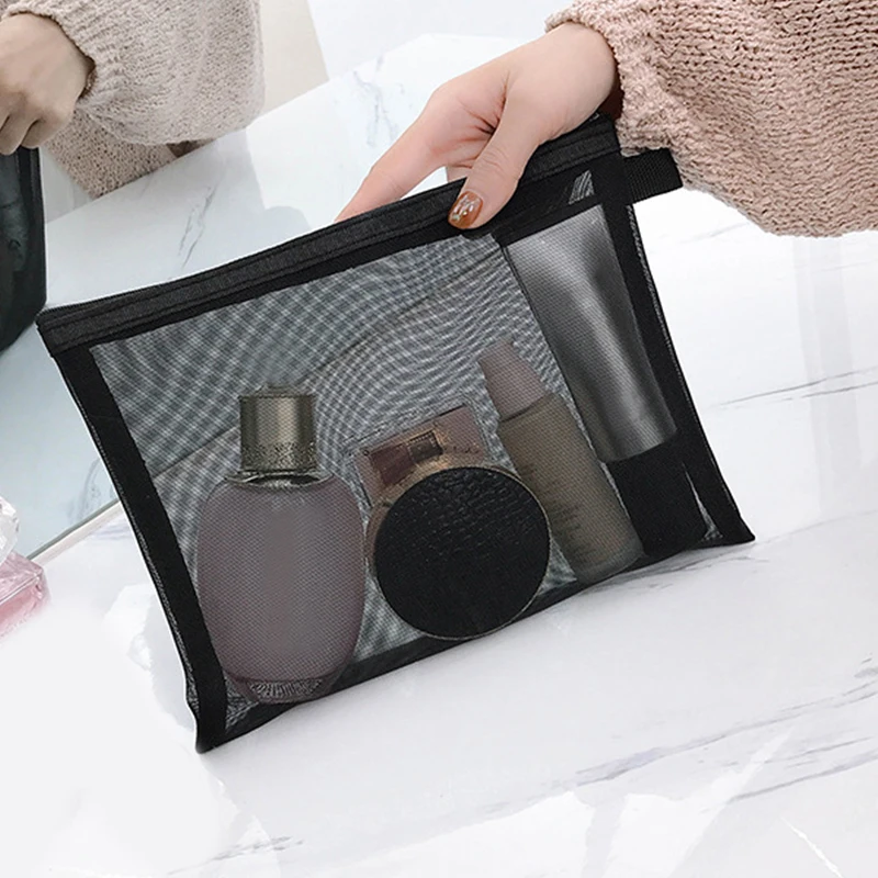 

Сетчатая дорожная косметичка для женщин, Дамский Органайзер на молнии для хранения косметики, сумочка на молнии для туалетных принадлежнос...