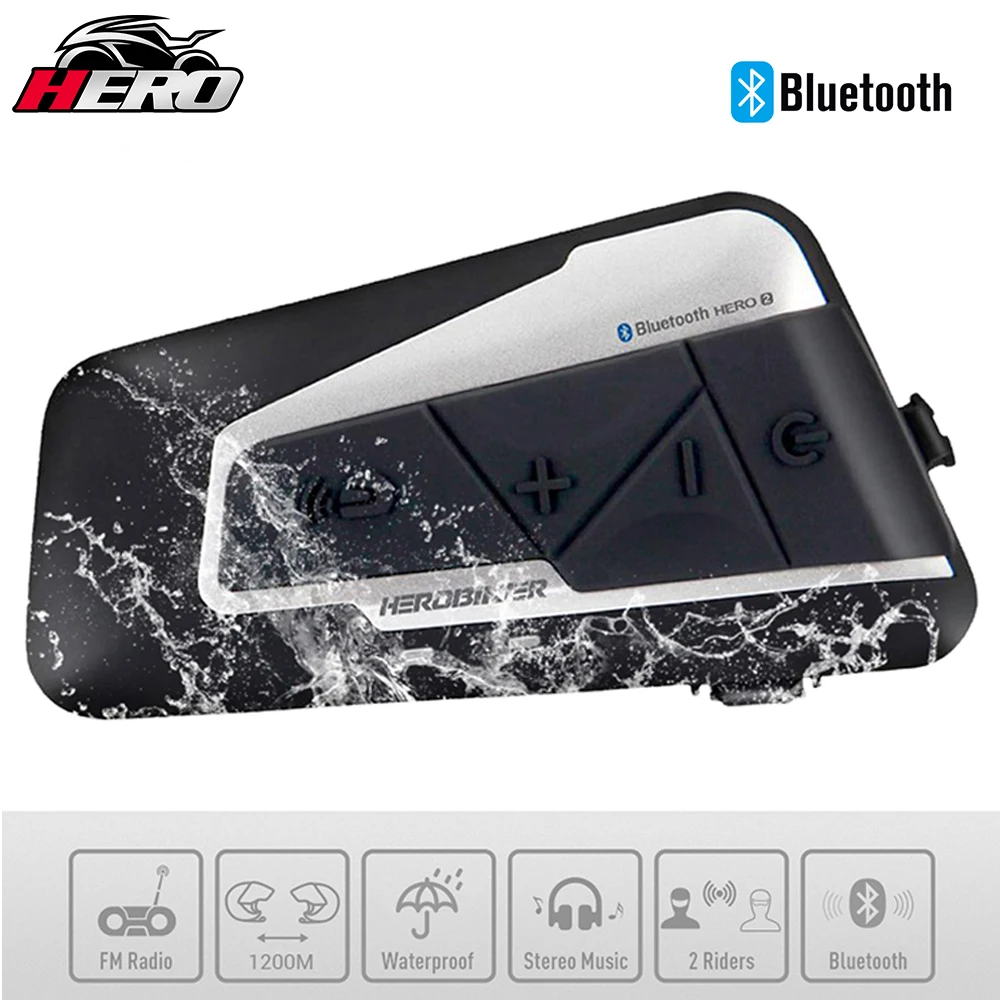 HEROBIKER Bluetooth Motorcycle Intercom Helmet Headsets Communication Interphone Waterproof 5.0 Wireless Bluetooth Intercom