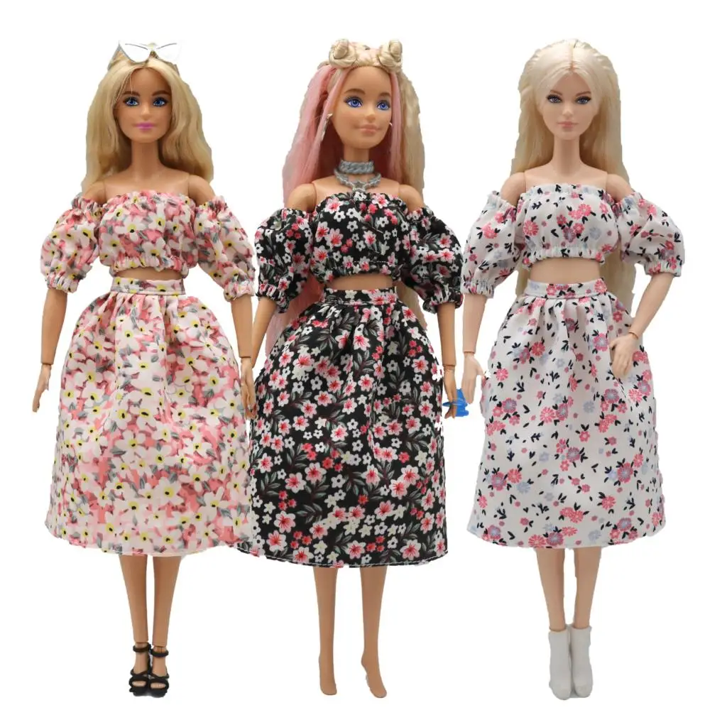 

Doll clothes dress New 30cm 1/6 flower puff sleeves Puff Dress Daily Wear Accessories Clothes for Barbies doll