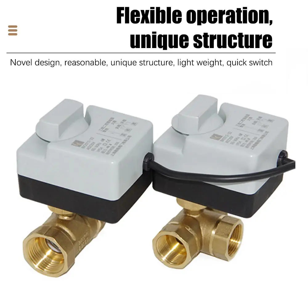 

Brass Motorized Ball Valve 3Wire Two Control Electric Actuator Internal Thread Spike Tool AC220V 3/2 Way DN15 with Manual Switch