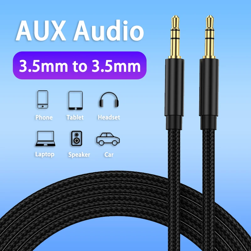 

3.5mm to 3.5mm AUX Audio Cable 3.5mm Jack Speaker Cable for JBL Headphones Car Samsung Xiaomi Redmi 5 Plus Oneplus AUX Cord
