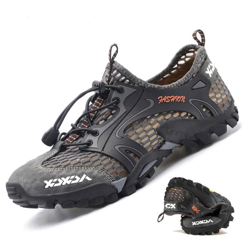 

New Men's Mesh Breathable Water Shoes Beach Non-slip Outdoor Sports Barefoot Sneakers Hiking Fishing Shoes Quick-drying Sneakers