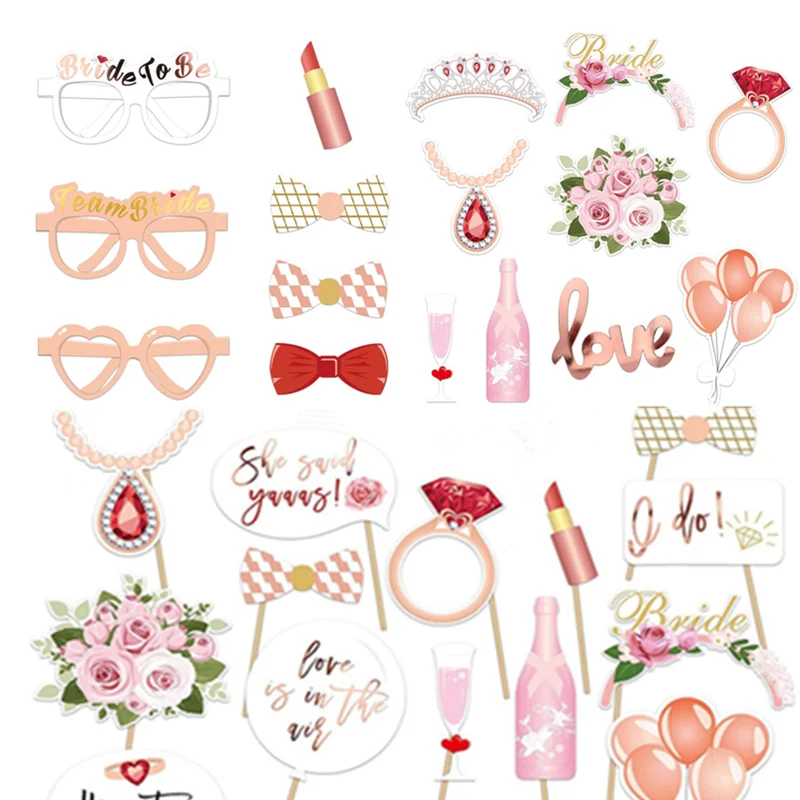 

23 шт./компл. ручной реквизит для свадебной фотосъемки для невесты или девичника розовое золото аксессуары для девичника