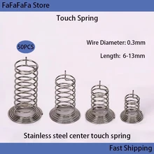 Stainless Steel Horn Type Center Contact Button Induction Straight Cylinder Compression Touch Spring WD 0.3mm 50PCS