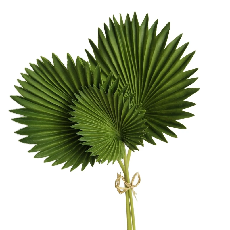 

3 Pcs Artificial Palm Leaves Bunch Green Plastic Fake Plants Simulation Leaves Flower Arrangement Home Decoration