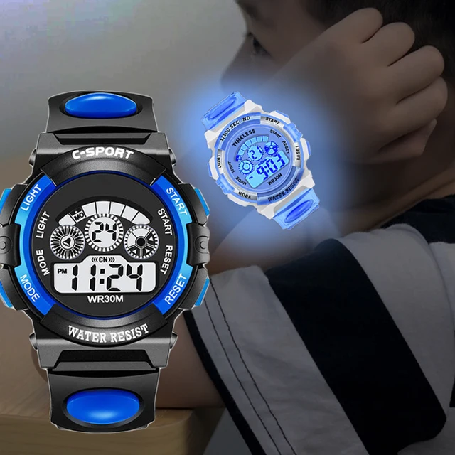 Children's electronic watches color luminous dial life waterproof multi-function luminous alarm clocks watch for boys and girls 1