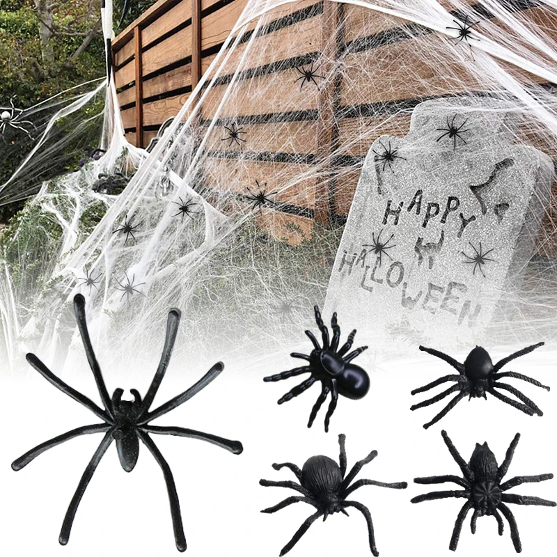 

13 Styles Simulated Spider Halloween Home Decorative Toys Plastic Spiders Trick Big Spiders Insect Funny Scaring Spiders Props