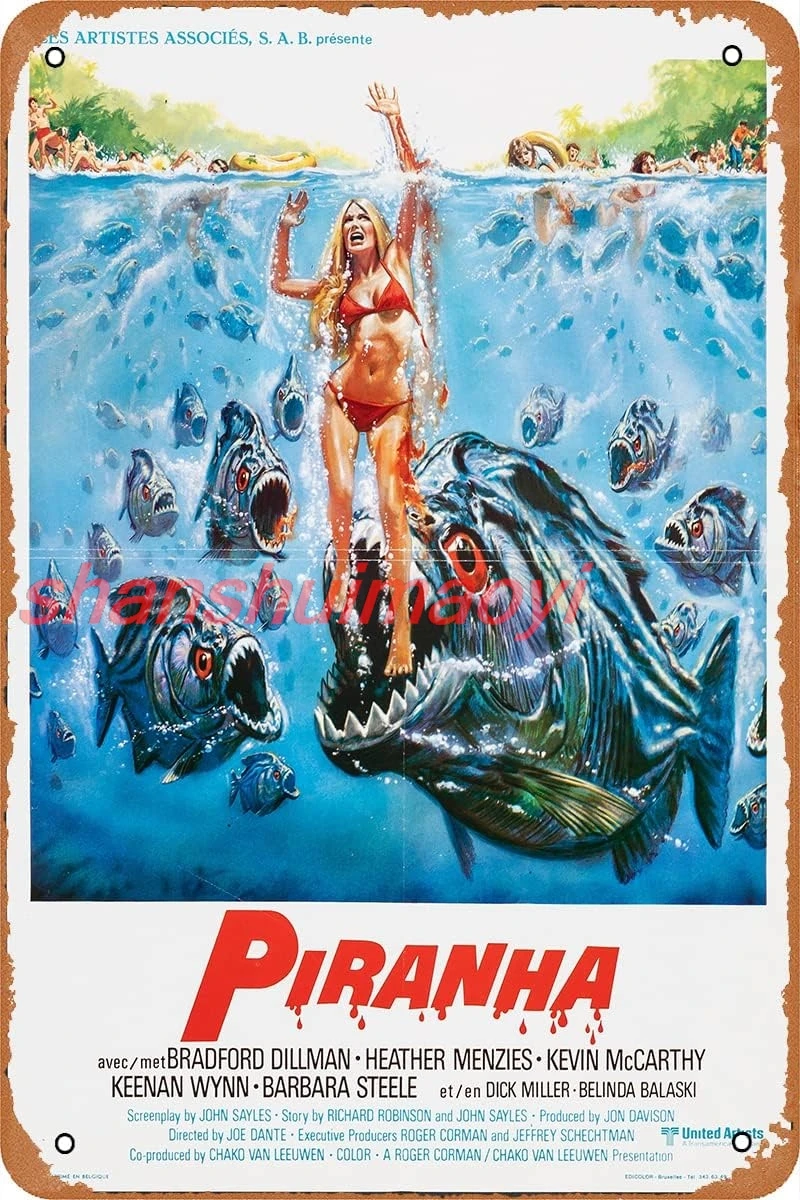 Seadlyise Piranha 1978 фильм ужасов жестяная вывеска винтажный постер фильма для домашнего