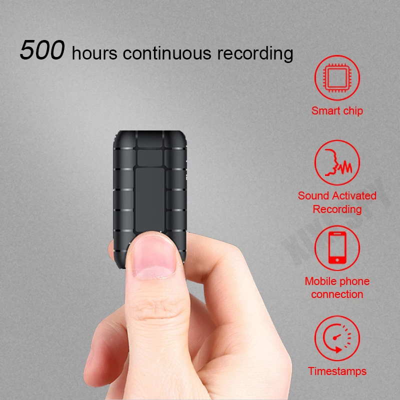 500hours Digital Recording Device Professional Sound Dictaphone Audio Micro Record Portable Small