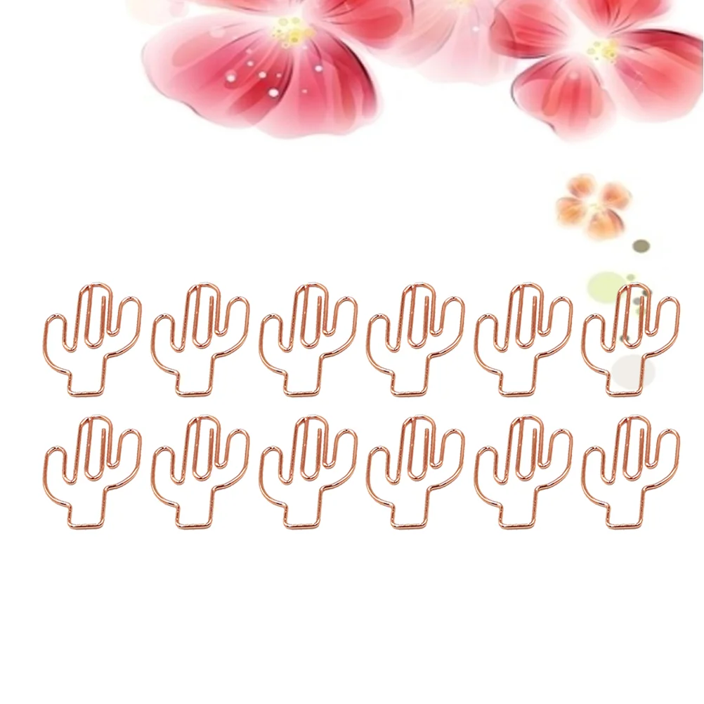 

24pcs Cactus Shape Paper Clips Cartoon File Clamps Office Stationery School Supplies Rose Gold Binder