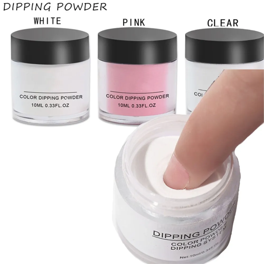 

Bulk Dip Nail Powder -10ml 3color white,clear,pink Lasting than UV Nail Gel Polish Dipping Powder Nail system 1PCS Dust powder