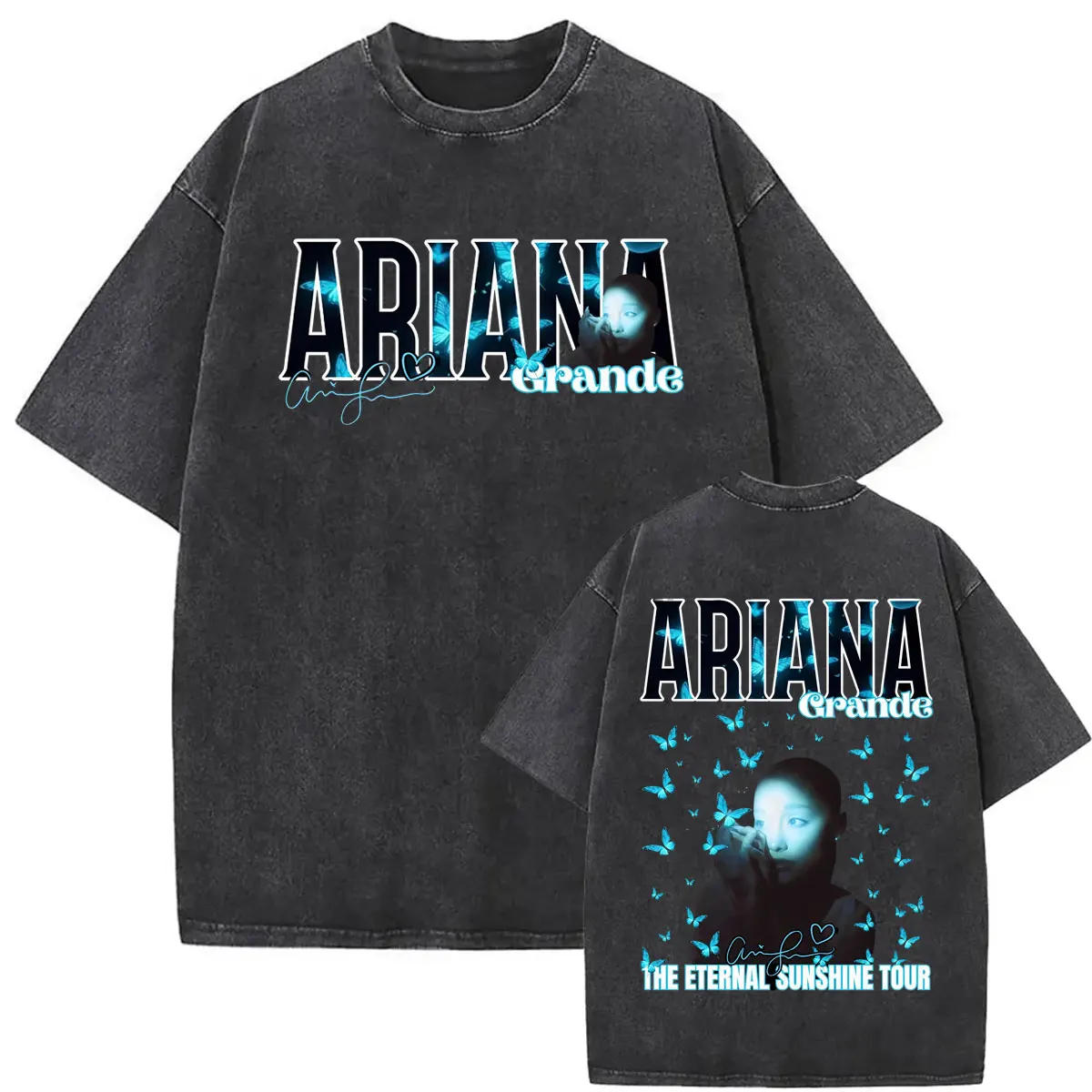Фото Футболки Ariana Grande Eternal Sunshine Tour 2026 с эффектом потертости, унисекс, в готическом винтажном стиле, повседневные свободные хлопковые футболки №5