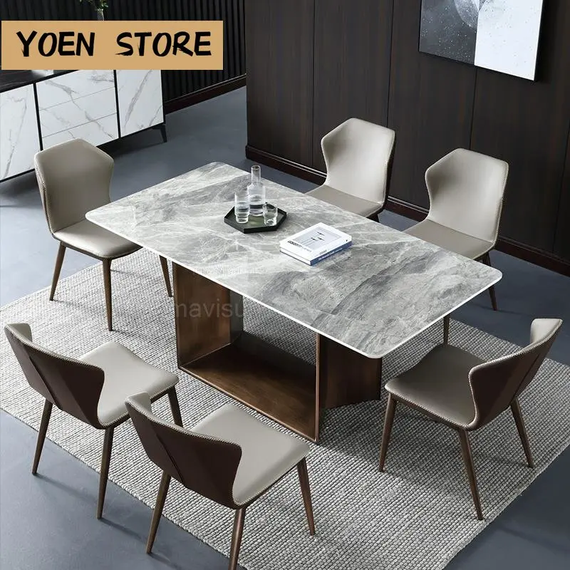 

Rectangular Marble Stone Top Large Table Dinner Kitchen Household Dining Table High Quality Mesa De Jantar Furniture GY50CZ