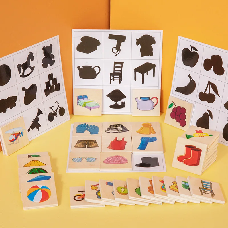 

Wooden Shadow Matching Game Puzzles Wooden Sorting and Stacking Toy Montessori Educational Learning Toys for Toddlers
