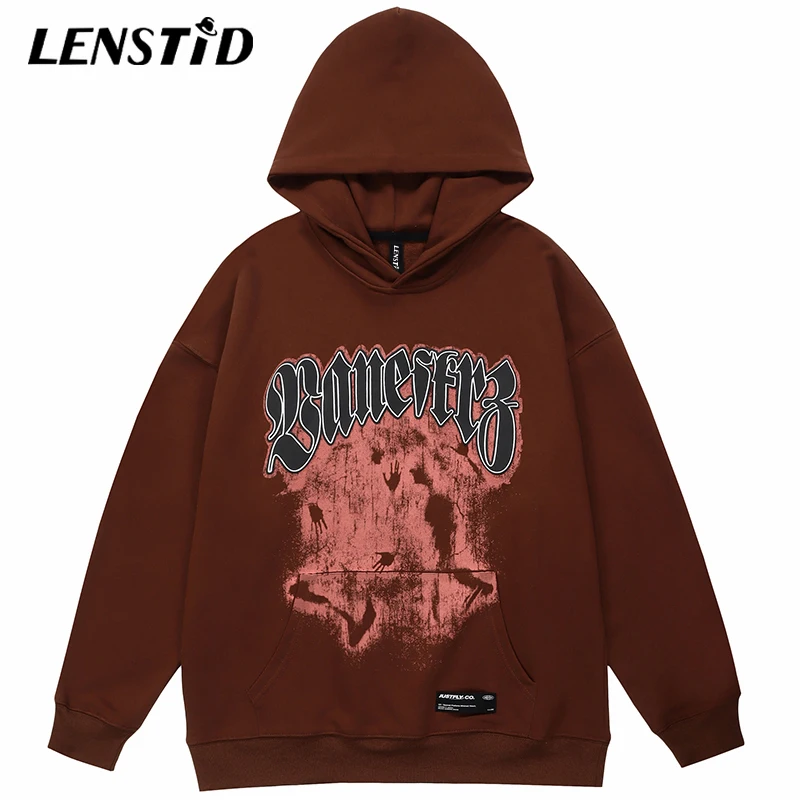 

LENSTID Autumn Fall Men Pullover Hoodies Hip Hop Shadow Graphic Print 2022 Streetwear Harajuku Casual Cotton Hooded Sweatshirts