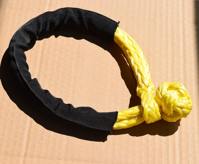 

Yellow 10mm*150mm Soft Shackles(BS:28700LBS),UHMWPE Winch Rope Shackle for ATV UTV SUV Recovery