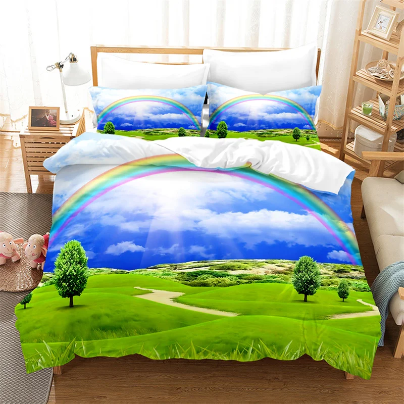 Bedding Set Rainbow Sky Duvet Cover Boys Kid's Quilt Girls Room Gorgeous Starry King/Queen