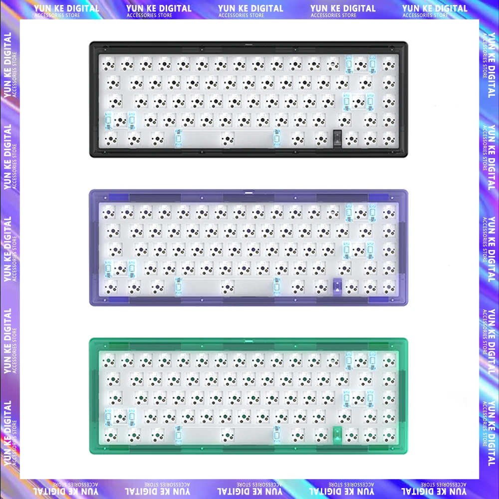 

DIY RGB Backlit Mechanical Keyboard Kit Color Transparent Arcylic Hotswap Custom Keyboard Gasket 67keys Diy Desktop For PC Game