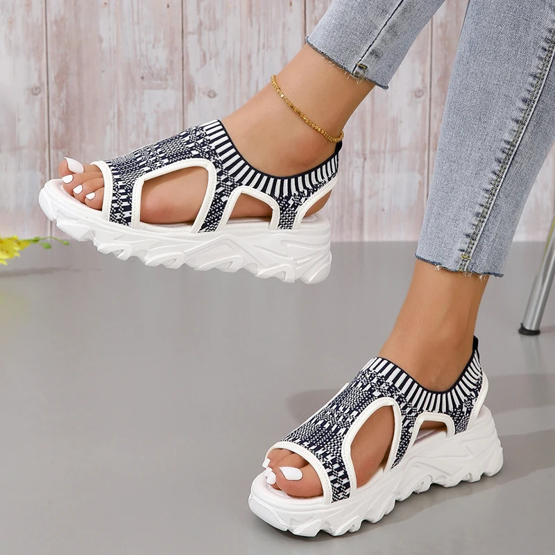 

Женские спортивные шлепанцы на танкетке, летние сандалии на платформе, повседневная обувь, шлепанцы на среднем каблуке, сланцы, 2023