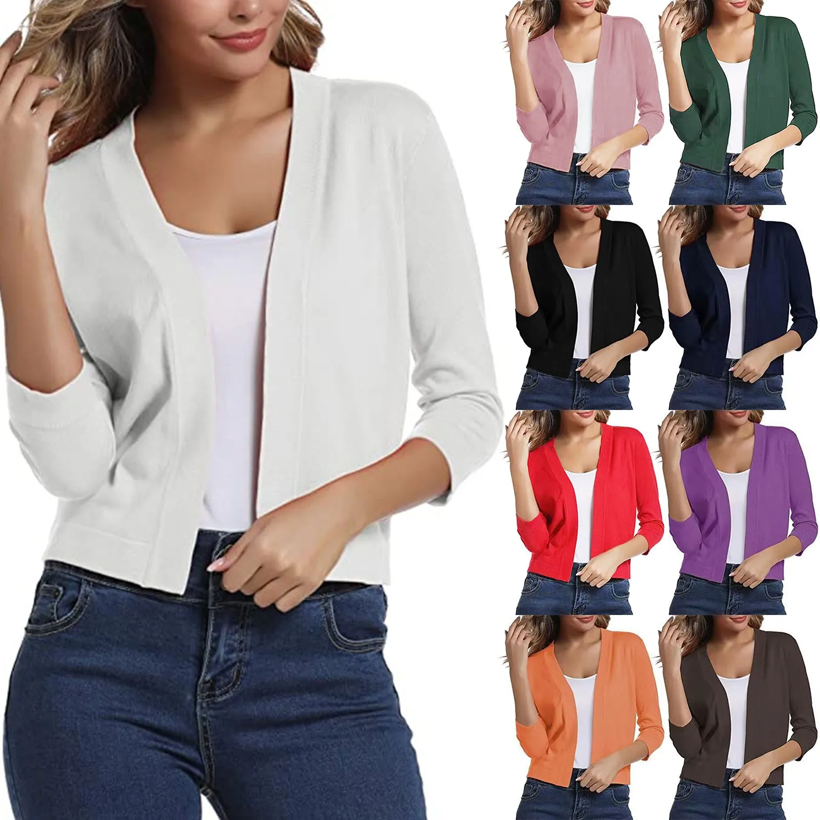 

Women's Solid Color Knitwear Elegant Simple Versatile Short Coat Women's Sweater Cardigan Cardigan 3x Sweaters for Women