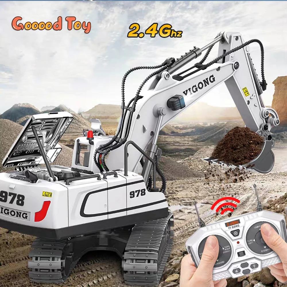1/20 Rc Excavator Cars Truck Crawler 11Ch 2.4G Remote Control Dumper Tractor Engineering Vehicle Tractor Crawler Birthday Gift