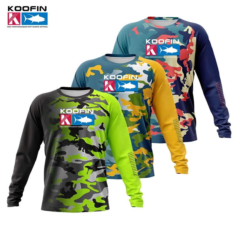 

2023 New Koofin Fishing Men's Long Sleeve Performance Shirt 50+ UPF Protection Quick Dry Tops Lightweight Thin Breathable