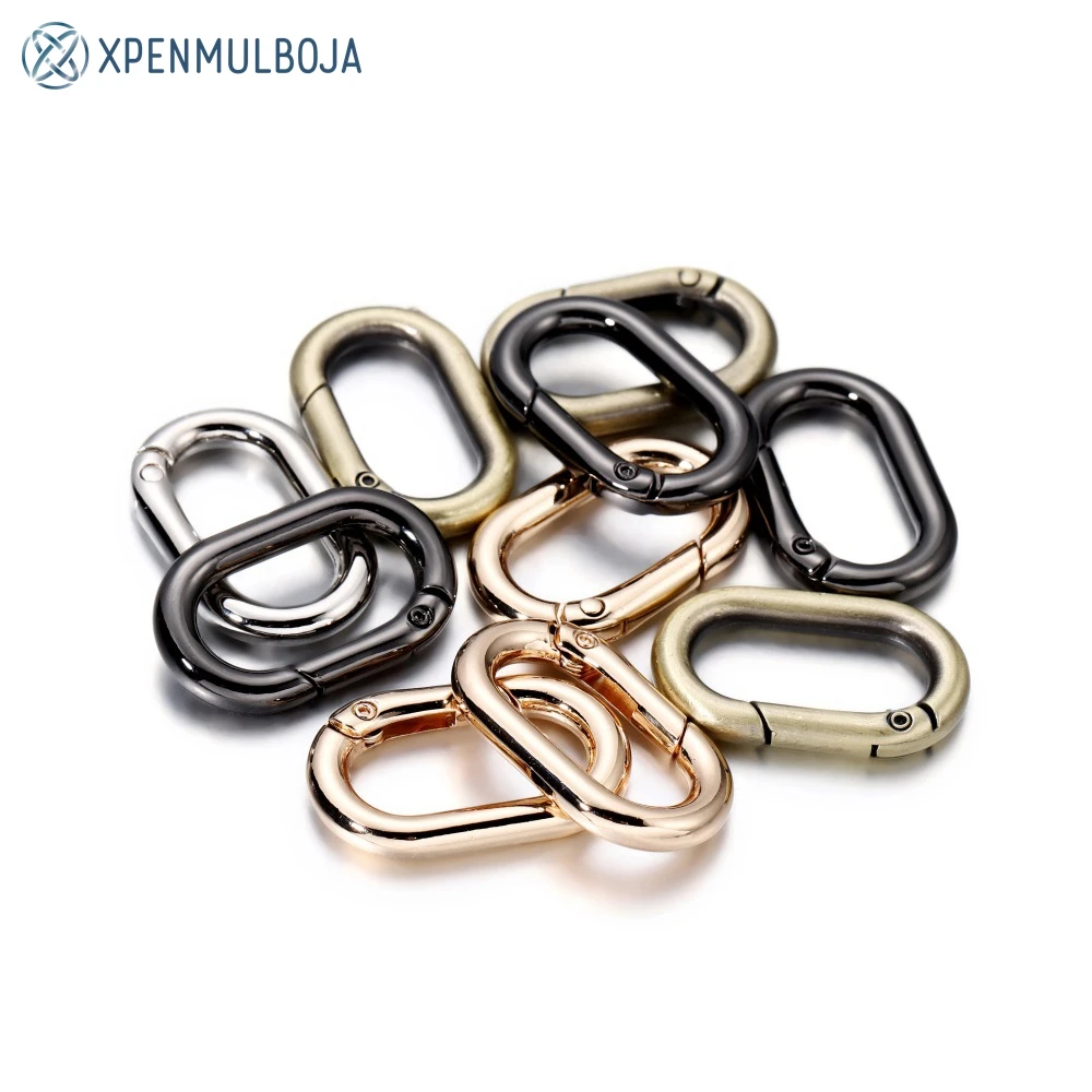 

50PCS Oval Spring Openable Leather Bag Handbag Strap Buckle Connect Keyring Pendant Key Dog Chain Snap Clasp Clip Carabiner