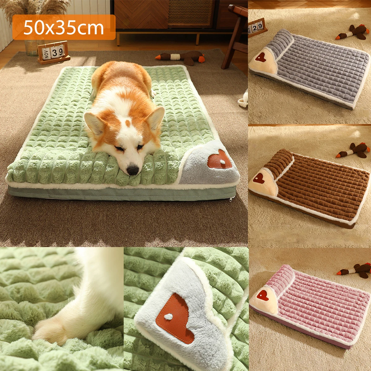 

Коврик для собаки мягкая теплая кровать для собаки с подушкой съемный моющийся коврик для сна для Питомца Противоскользящий удобный коврик...