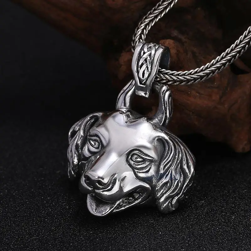 

925 Sterling Silver Zodiac Dog Pendant Men And Women Personality Necklace Pendant Thai Silver Retro Pendant Jewelry
