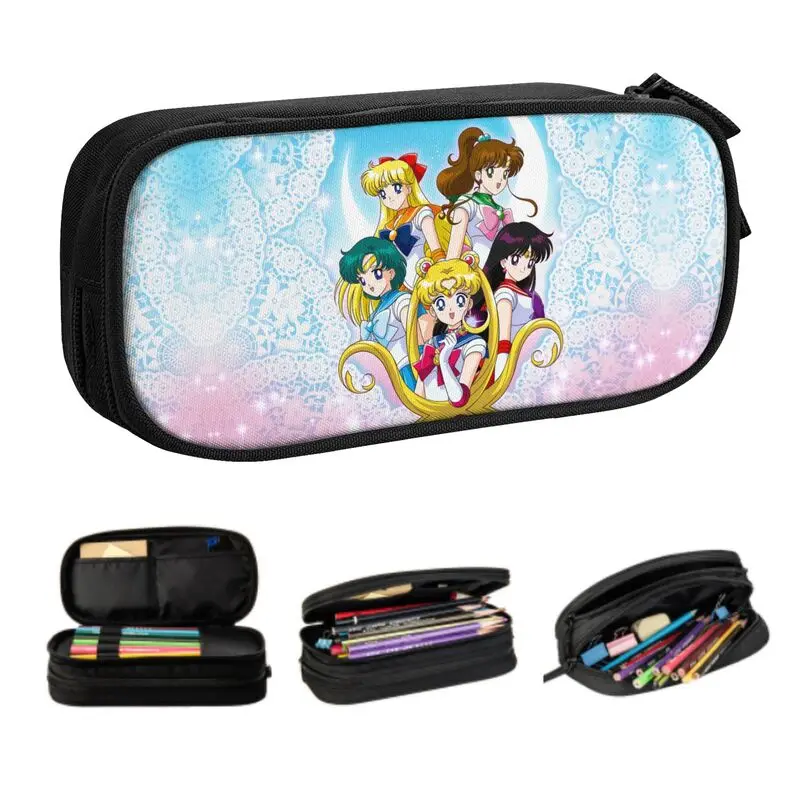 Case For Boy Girl Large Storage Cartoon Moon Girl Pen Box Bag School Accessories