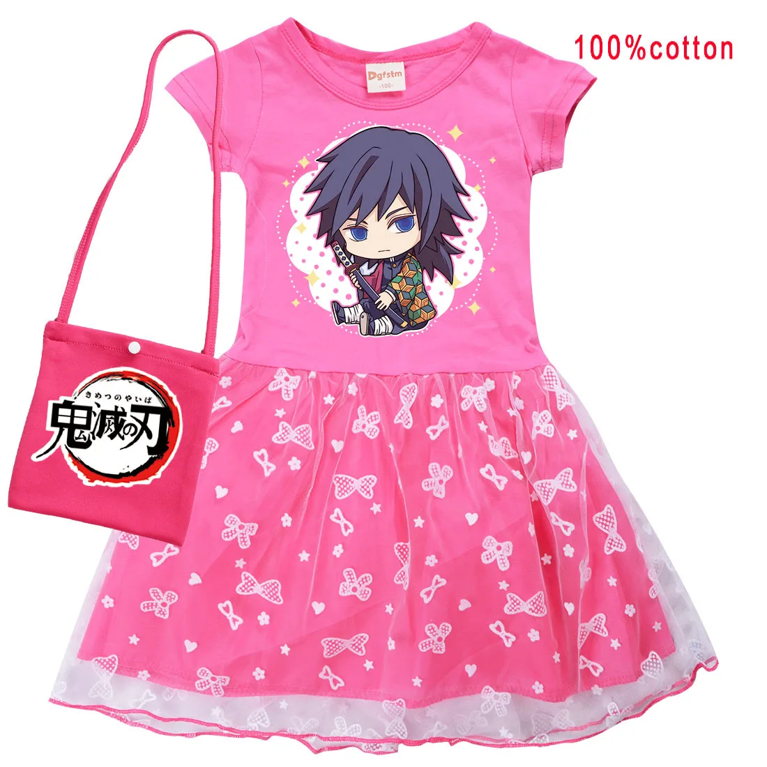 

2 шт., Детский комплект из платья с коротким рукавом и сумки