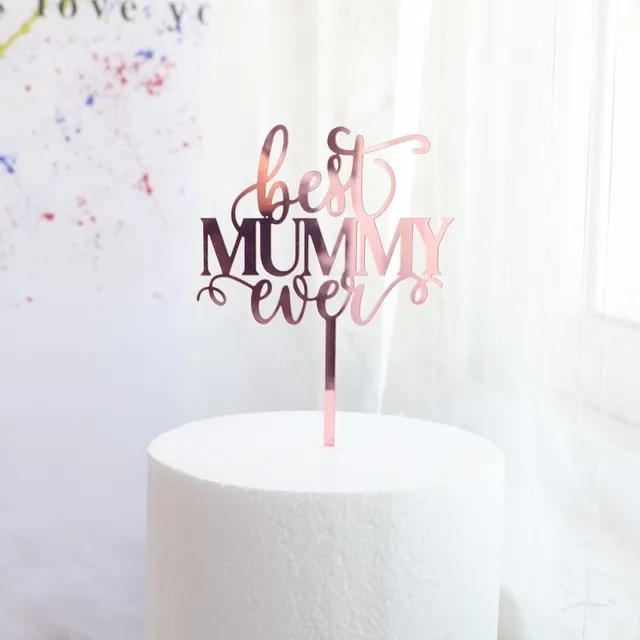 6/10pcs Cake Decorating Supplies Happy Mother`s Day Cake Toppers Acrylic Super Mom Cupcake Decoration Best Mom Ever Cake Sign 3