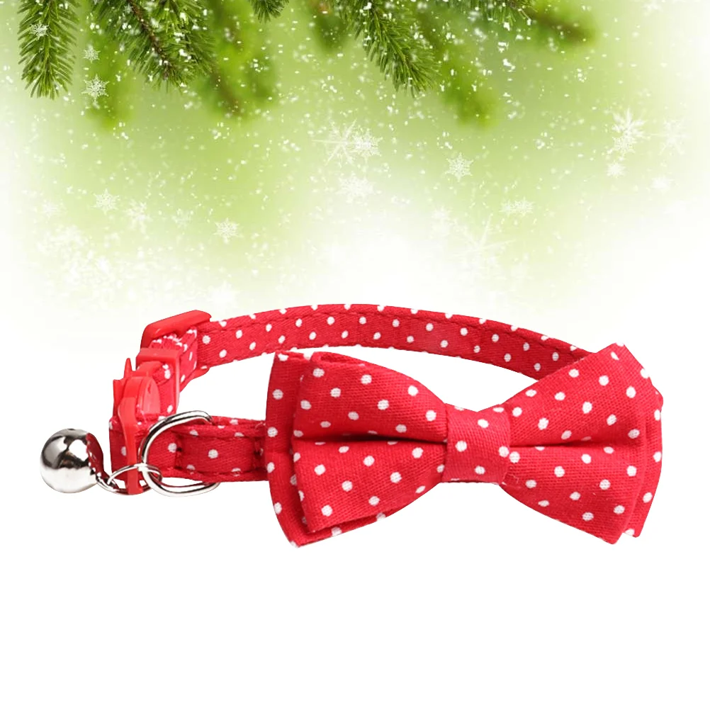 

Pets Bow Ties with Bell Pet Tie Collar Creative Comfortable Pet Neck Ring Practical Neck Chain Dog Cat Collar (Red)