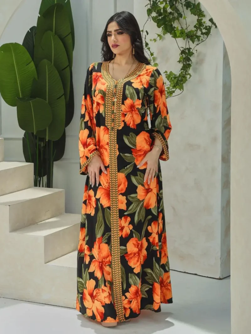 Elegant Autumn Muslim Women Dress Turkey Morocco Muslim Abaya Kaftan Eid Party Dubai Autumn Islam Long Robe Femme Vestidos 2022