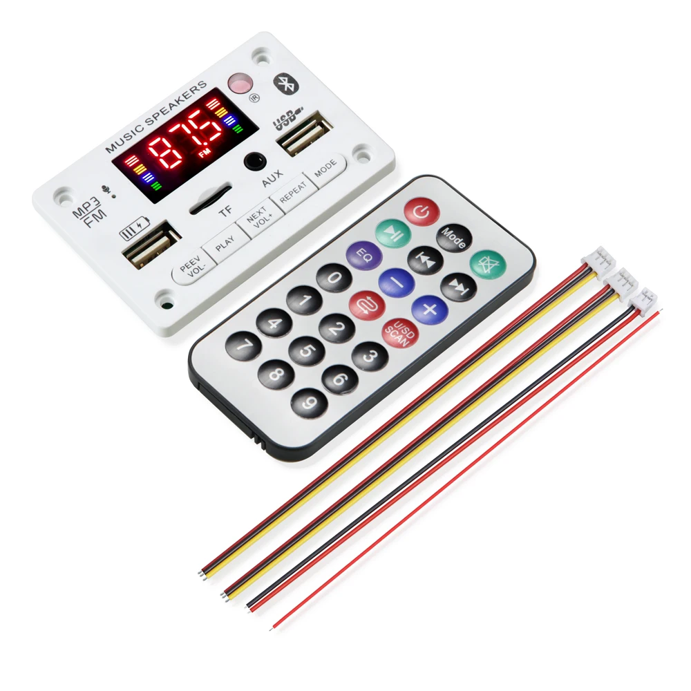 

ARuiMei Microphone Handsfree 6v-12v Bluetooth5.0 MP3 Decoding Board Module Wireless Car USB MP3 Player TF Card Slot / USB / FM